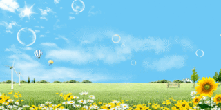 蓝色卡通向日葵元素GIF动态图向日葵背景