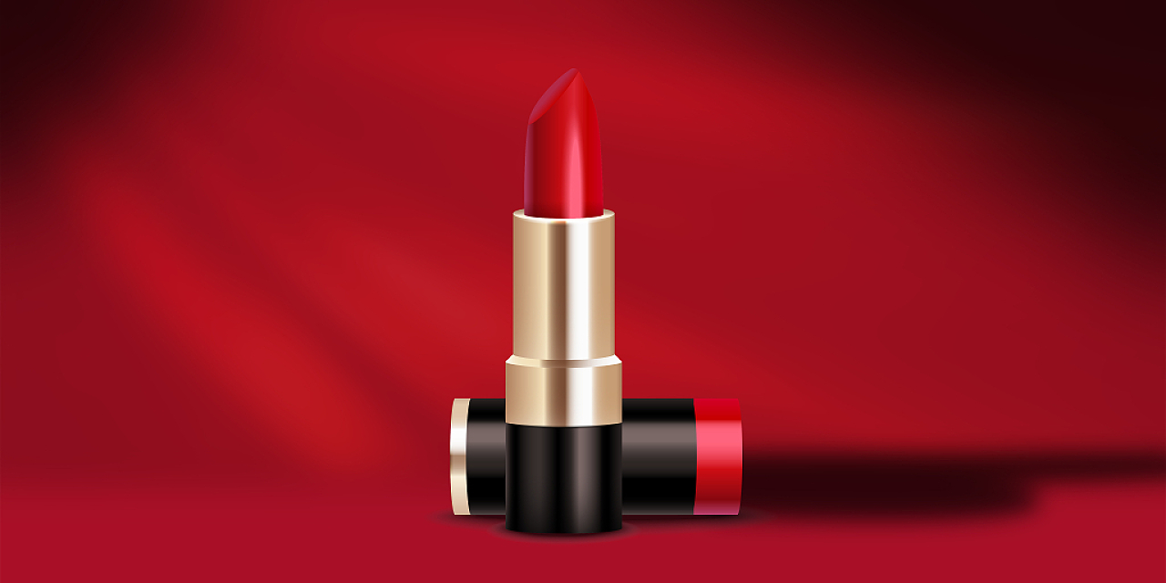 红色质感场景口红化妆品展板背景口红护肤品美容化妆