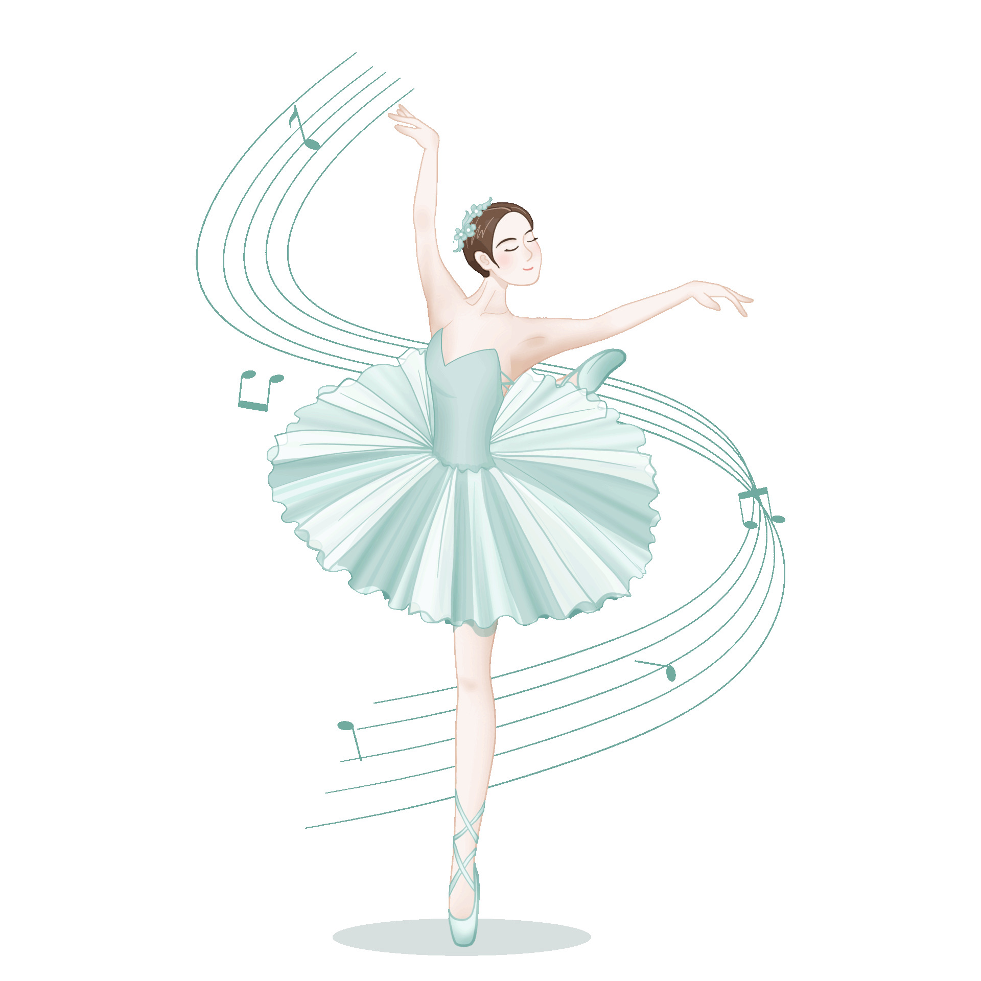 卡通芭蕾舞表演元素GIF动态图音符表情包