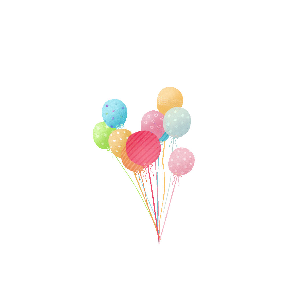 卡通手绘水彩风插画生日气球GIF动态图气球元素
