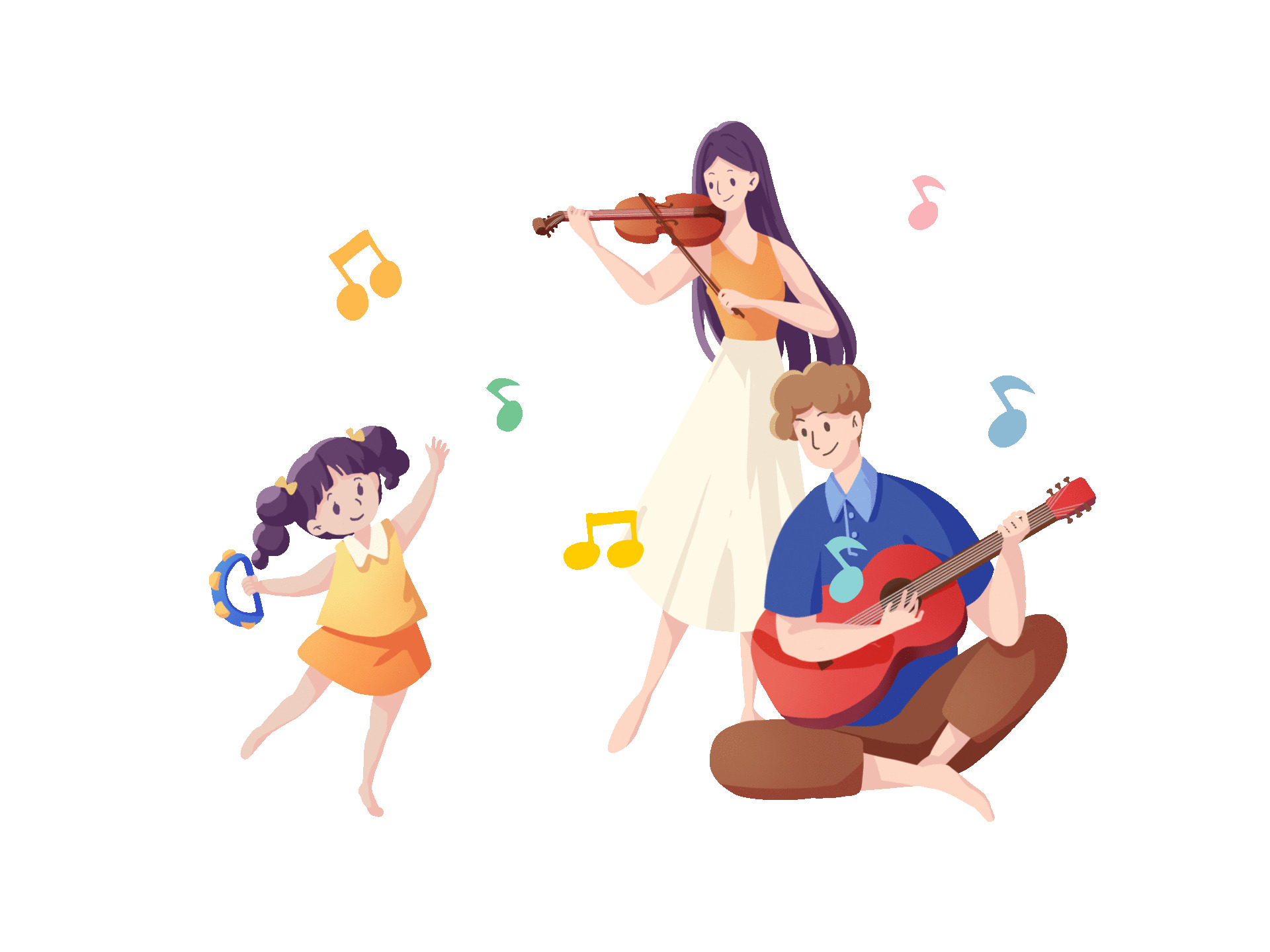 卡通表演吉他小提琴元素GIF动态图表情包