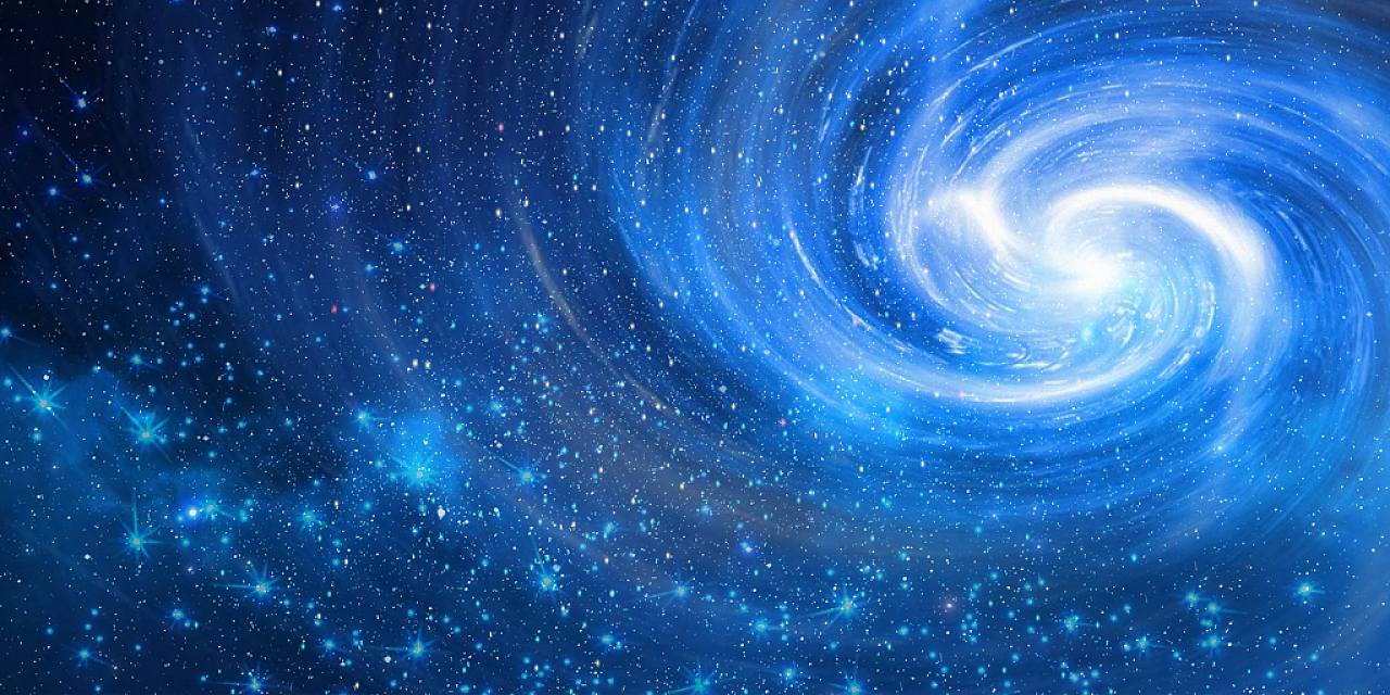 蓝色唯美梦幻旋涡银河星空星系展板背景蓝色星空背景psd免费下载 图星人