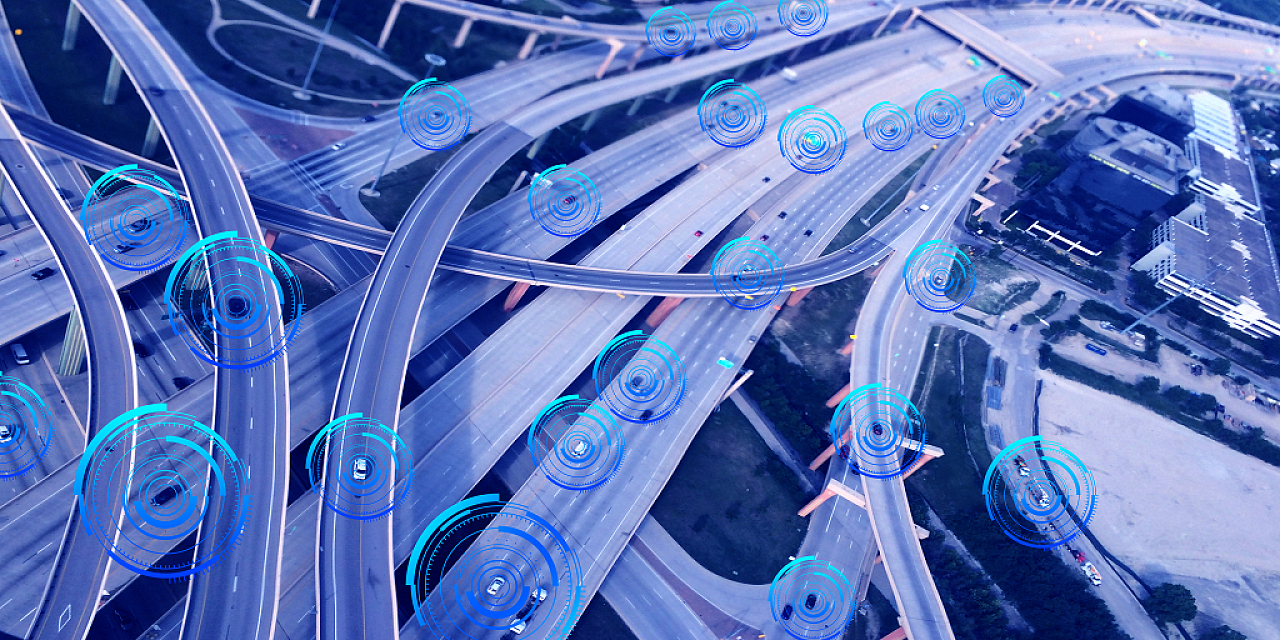 蓝色科技感汽车高架桥充电环保展板背景新能源汽车背景