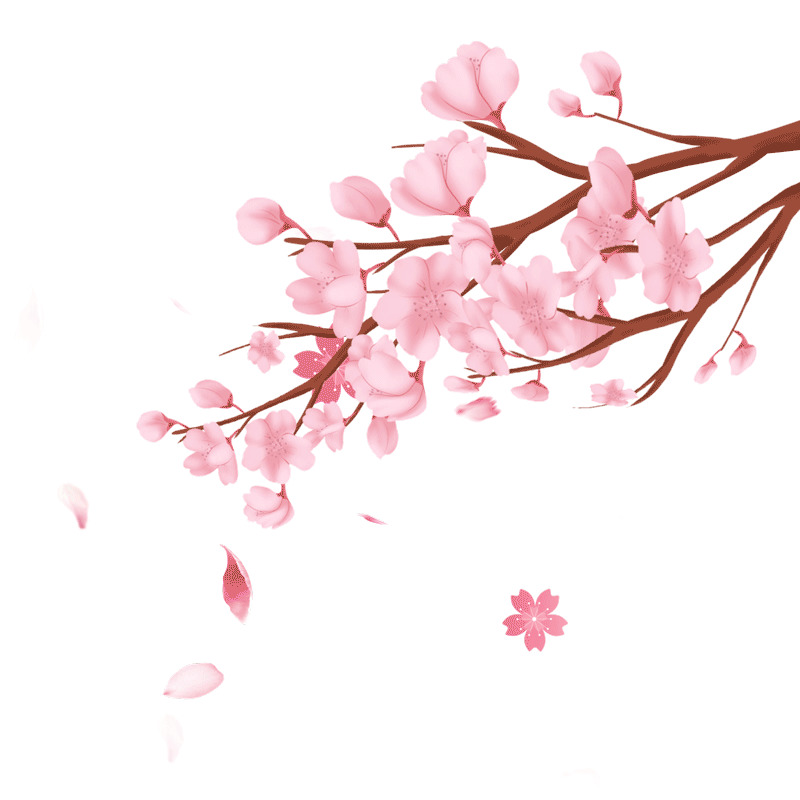 粉色卡通樱花树落花元素GIF樱花元素