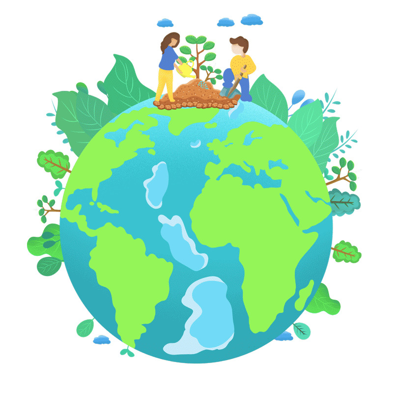 绿色卡通地球植树节元素GIF