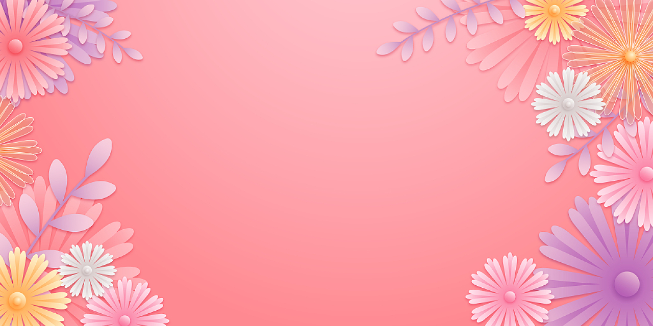 粉色立体剪纸鲜花女神节38妇女节展板背景