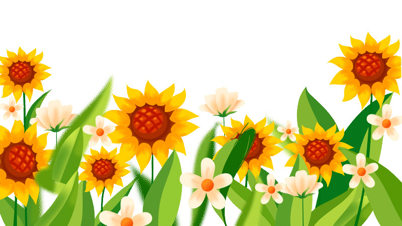 卡通手绘草丛花朵向日葵背景GIF花草元素