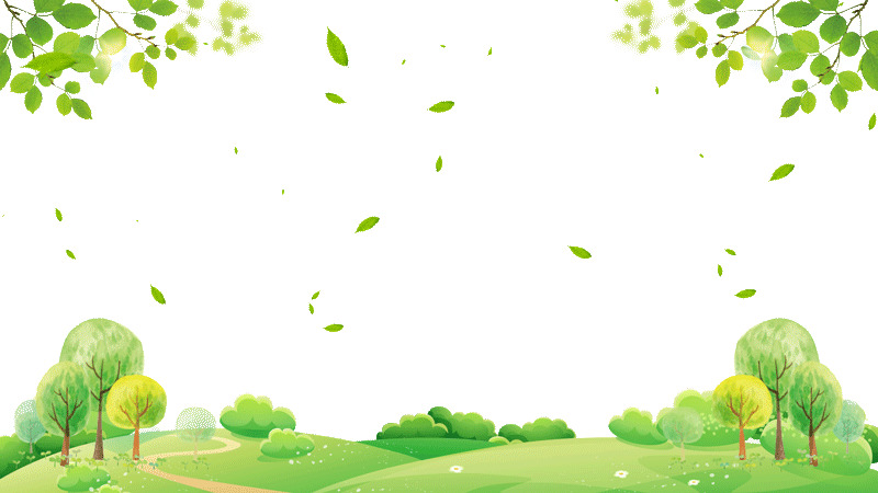 绿色卡通手绘草地树叶树枝背景GIF树木元素