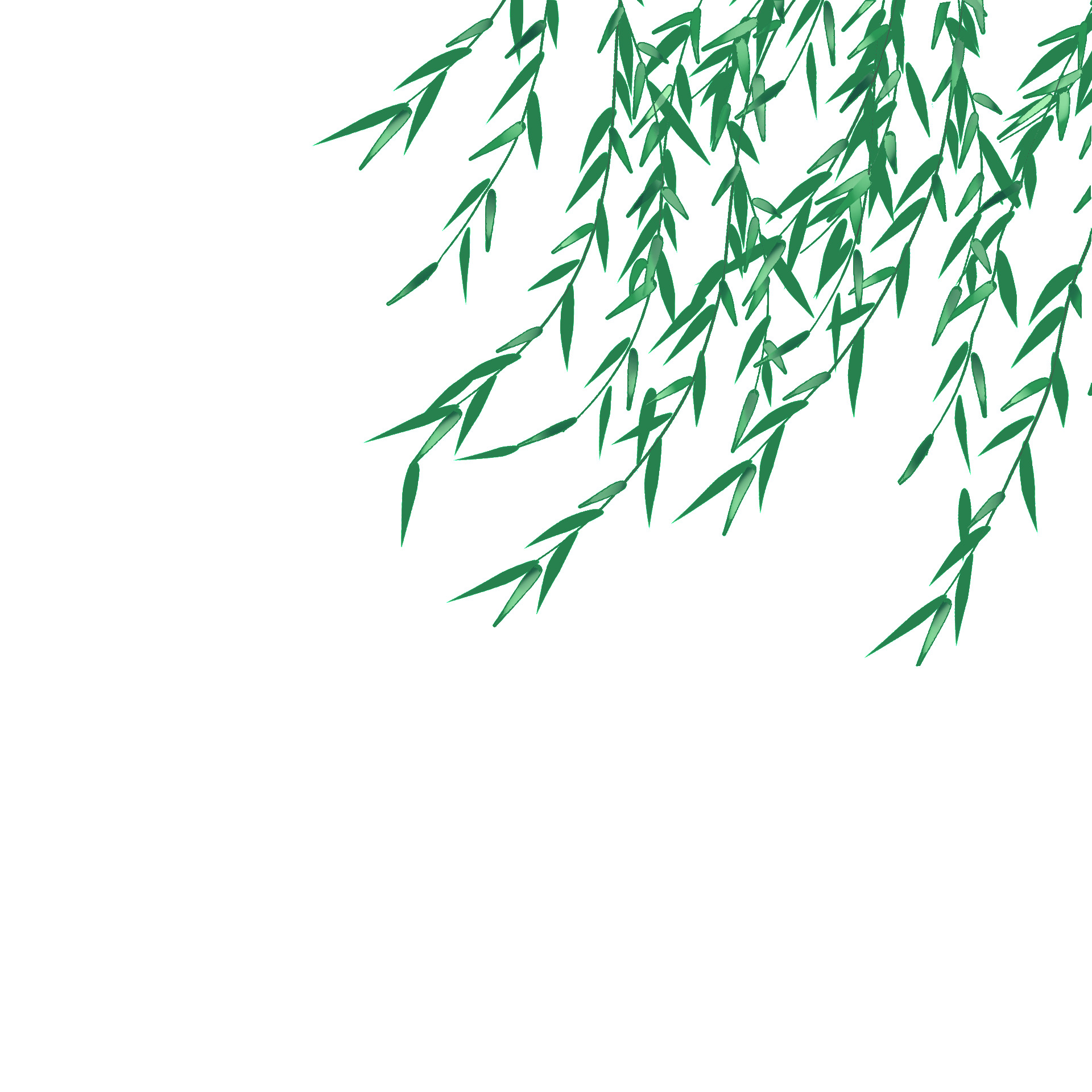 绿色水墨手绘风格柳树元素GIF动态图柳枝元素