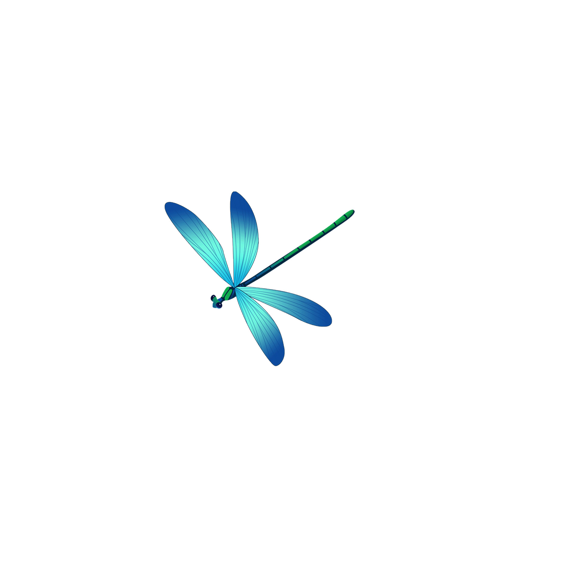 蓝色绚丽手绘蜻蜓元素gif动态图
