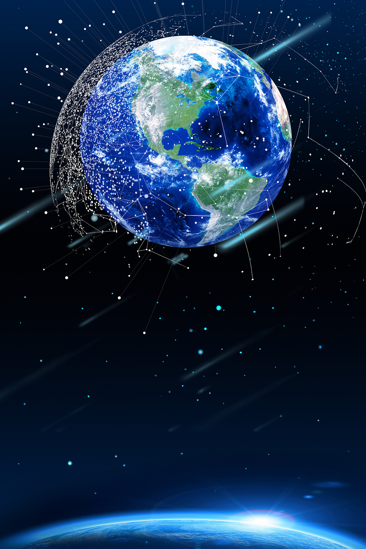 蓝色科技感世界地球日海报背景psd免费下载 图星人