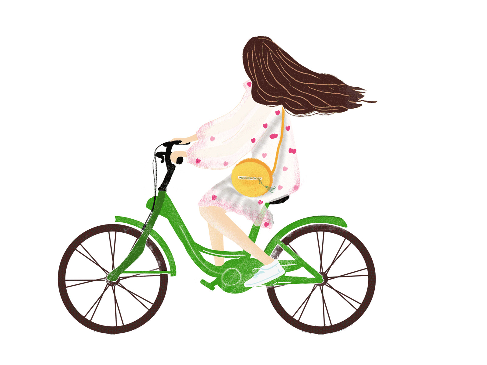 踏青少女骑车表情包元素GIF动态图踏青表情包