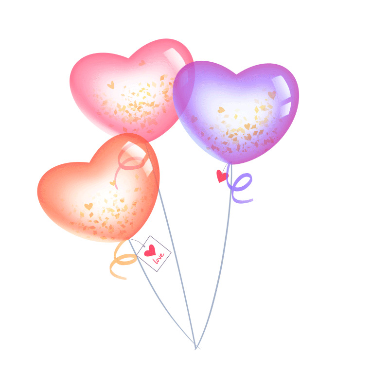 手绘卡通生日爱心气球元素GIF动态图生日元素