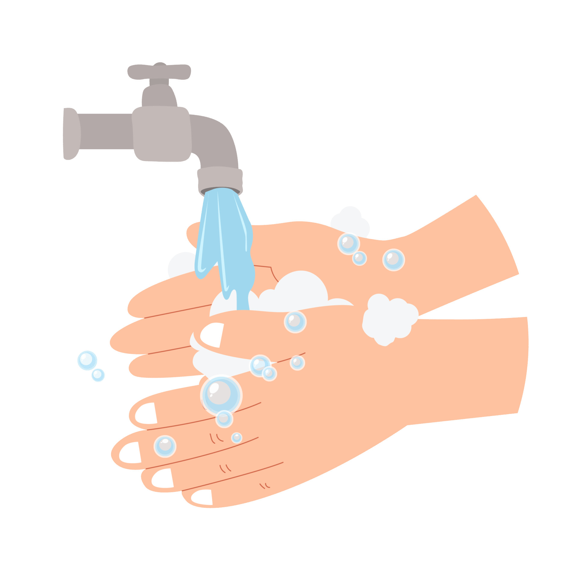 手绘卡通洗手清洁元素GIF洗手元素