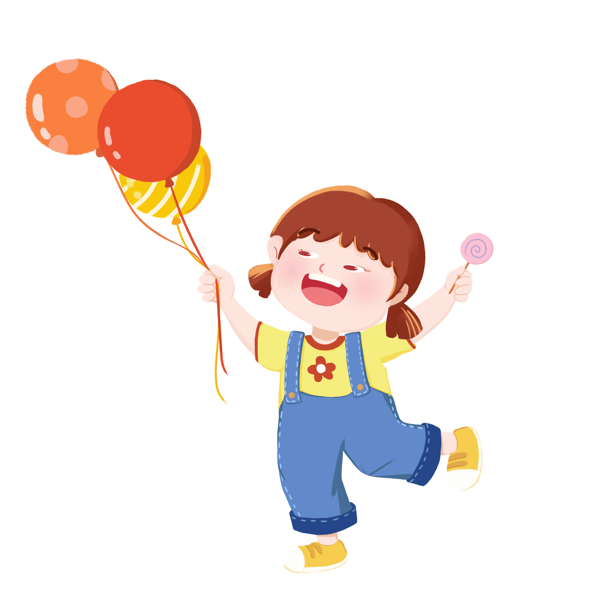 卡通六一儿童节小孩气球开心人物元素GIF动态图气球元素