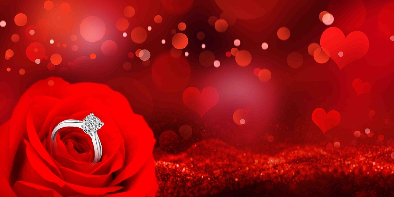 红色创意风玫瑰花浪漫情人节520节日展板背景