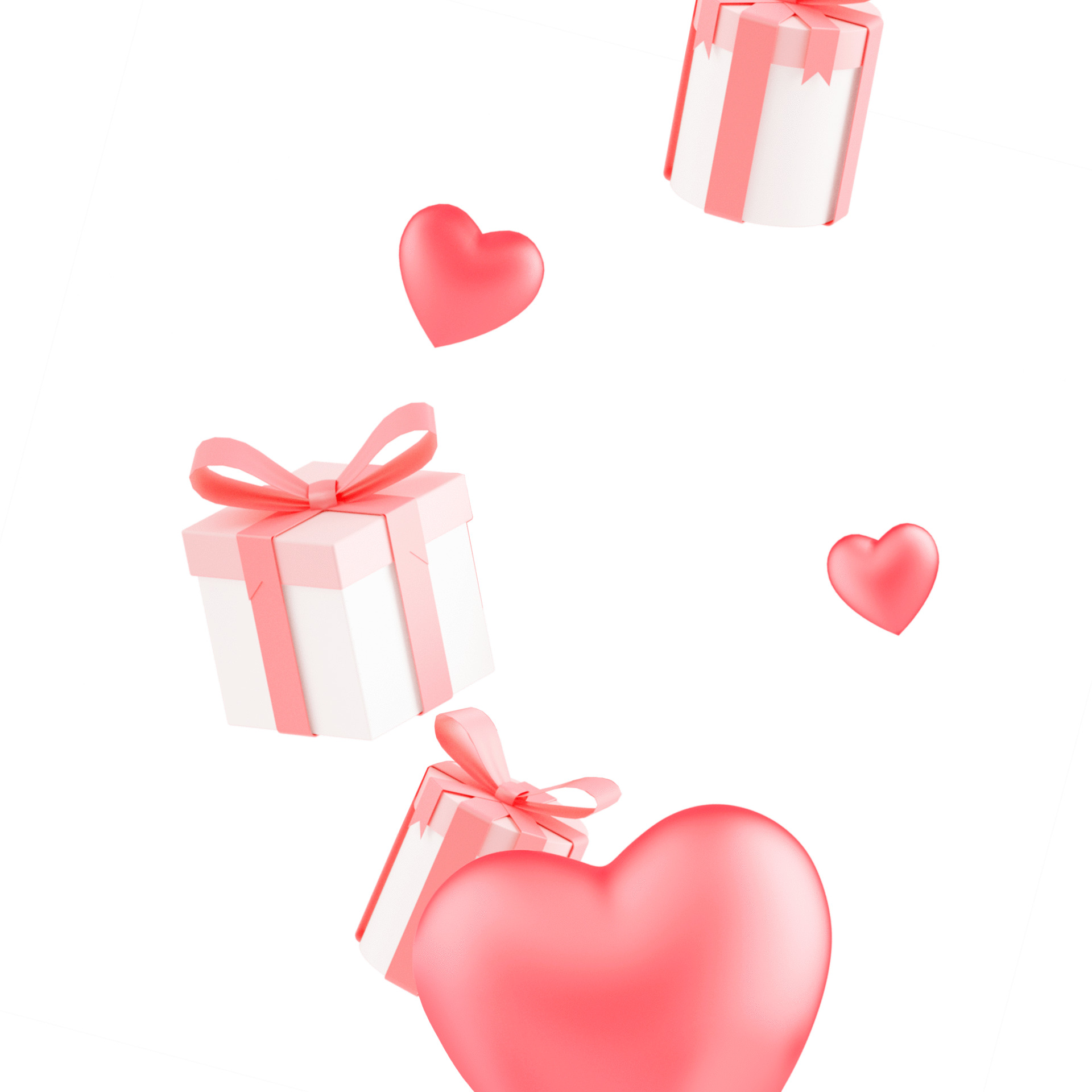 粉色立体爱心礼品礼物元素GIF动态图