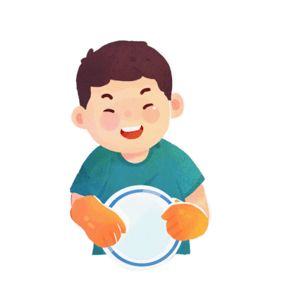 卡通五一51劳动节洗碗刷完做家务男孩元素GIF动态图劳动节人物