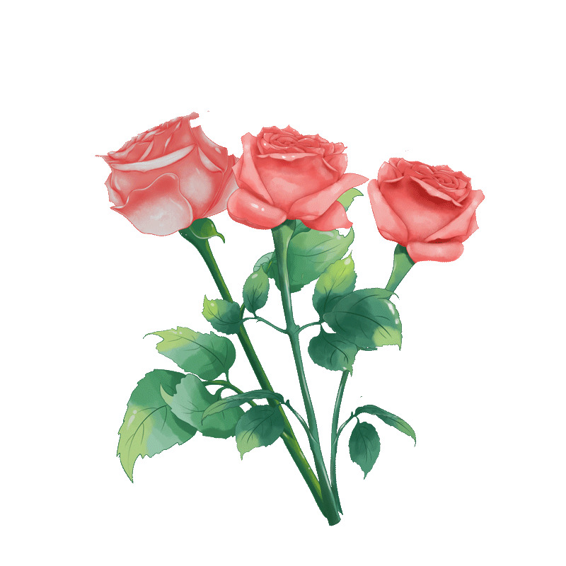 红色手绘卡通玫瑰花情人节元素GIF玫瑰花元素