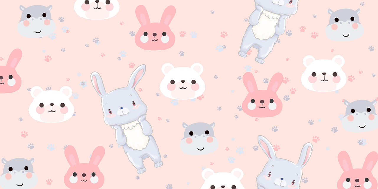 粉色兔子动物卡通儿童展板背景