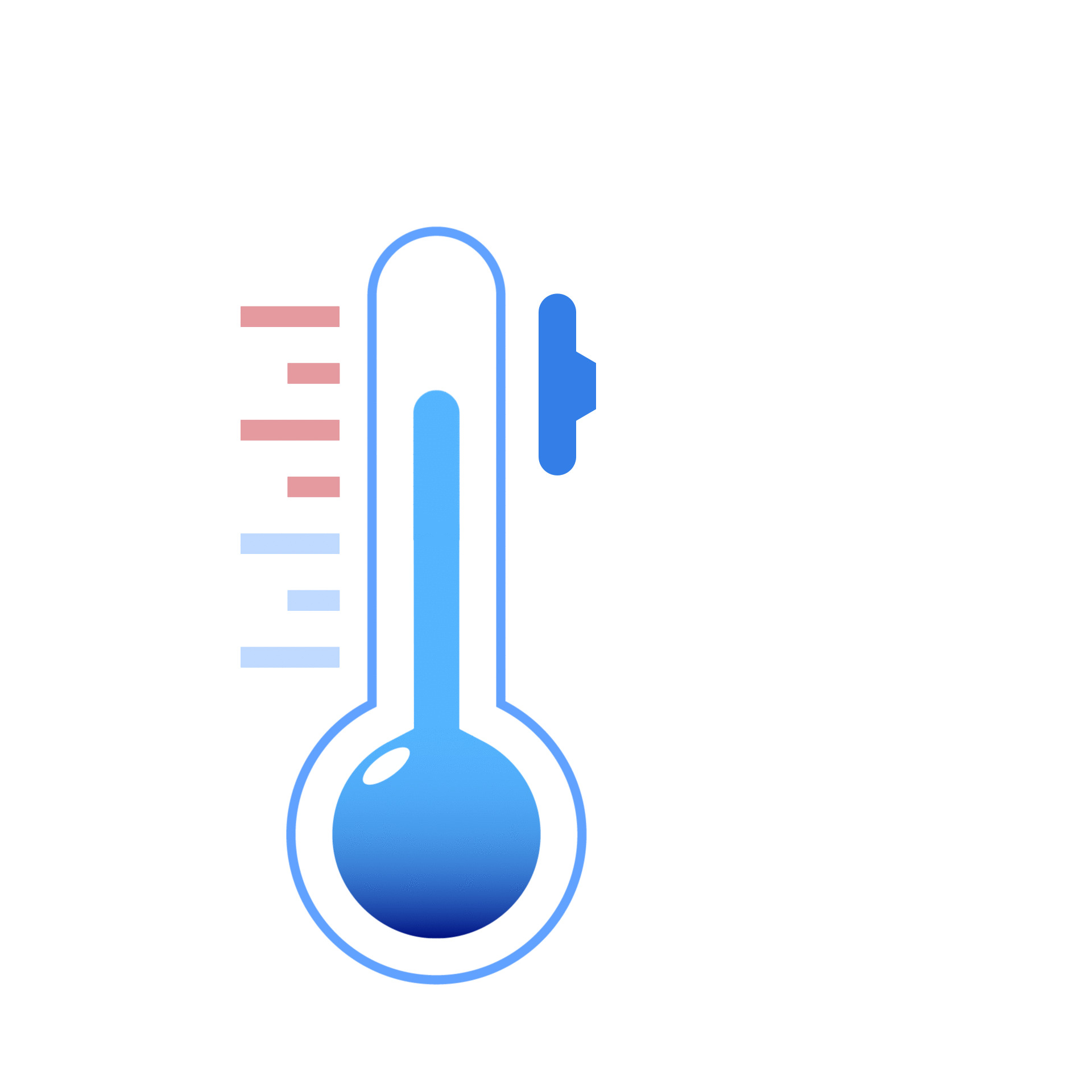 蓝色卡通扁平温度计雪花元素GIF动态图温度计元素