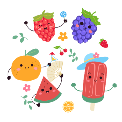 卡通西瓜葡萄水果夏天清凉元素GIF动态图夏天元素