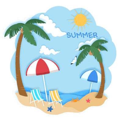 大海沙滩夏天元素GIF动态图
