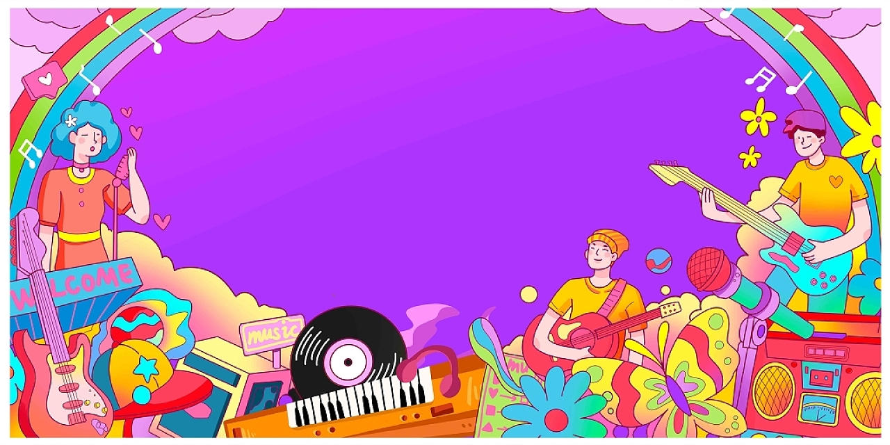紫色时尚音乐的声音音乐节展板