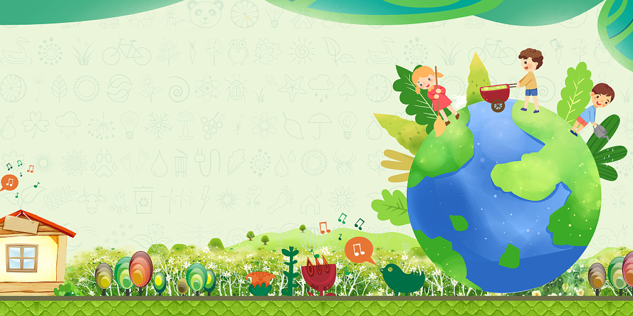 手绘坐在地球上的小朋友世界地球日4月22日公益绿色背景海报