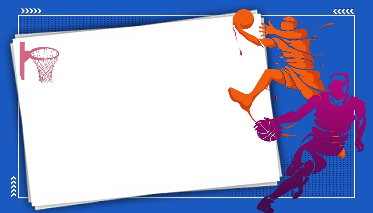 蓝色简约抽象打篮球扣篮篮球比赛篮球宣传展板背景nba篮球展板背景