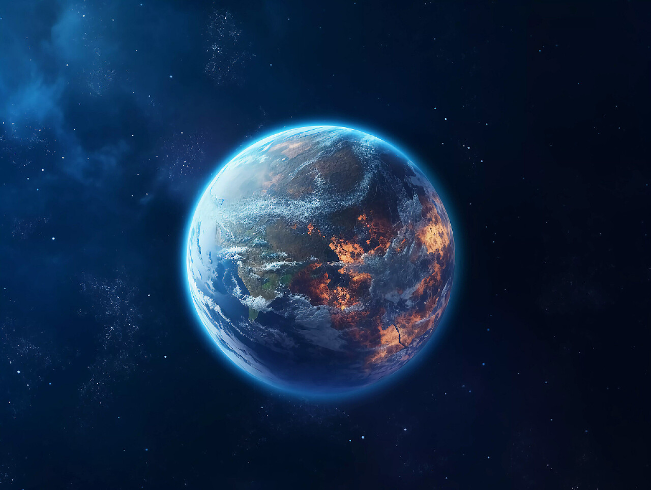 科技AI探索星空地球的场景图