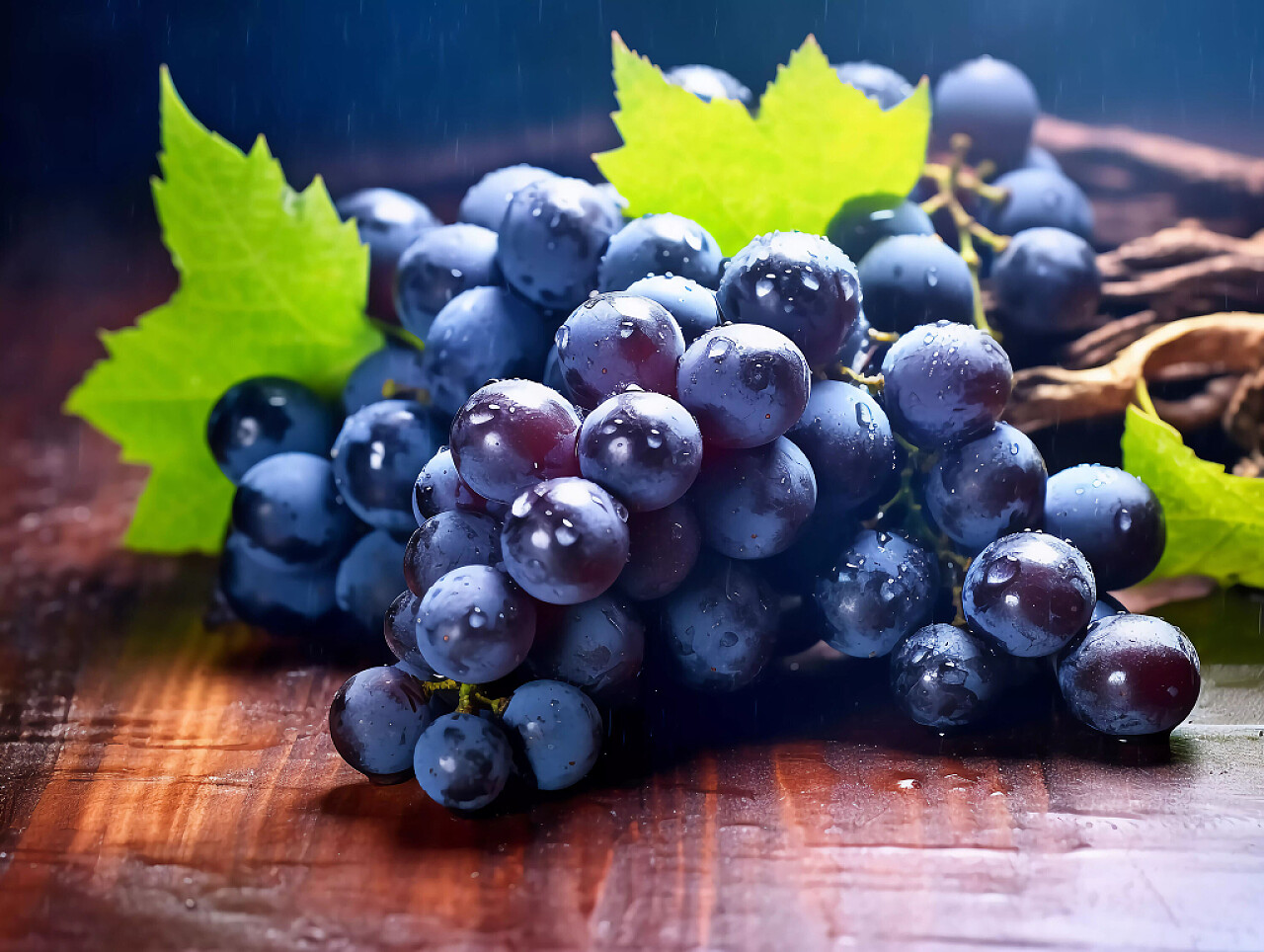 水果电商配图特写风格蓝莓葡萄产品展示场景