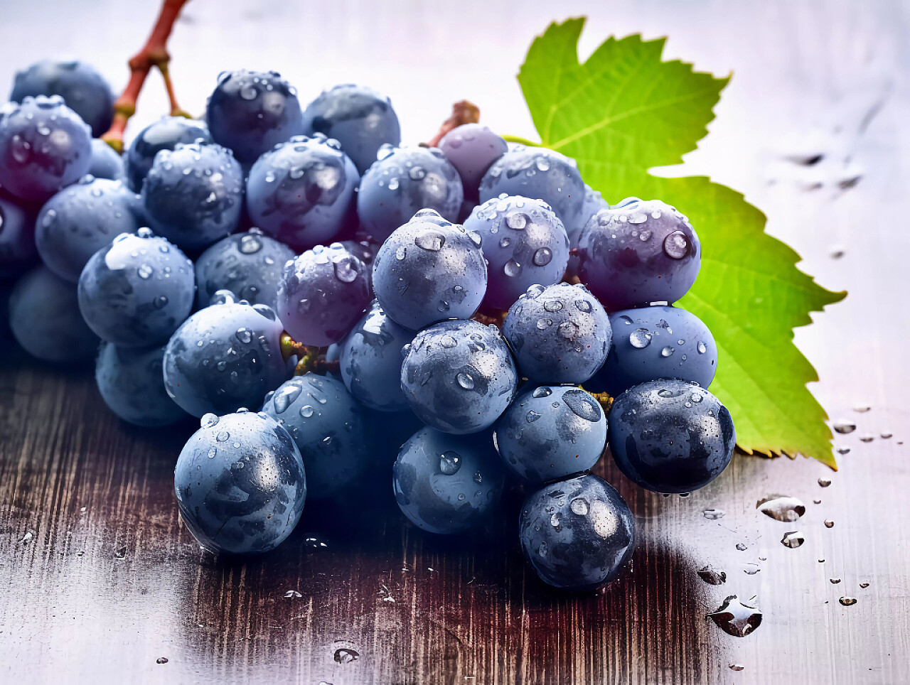 水果电商配图特写风格蓝莓葡萄产品展示场景