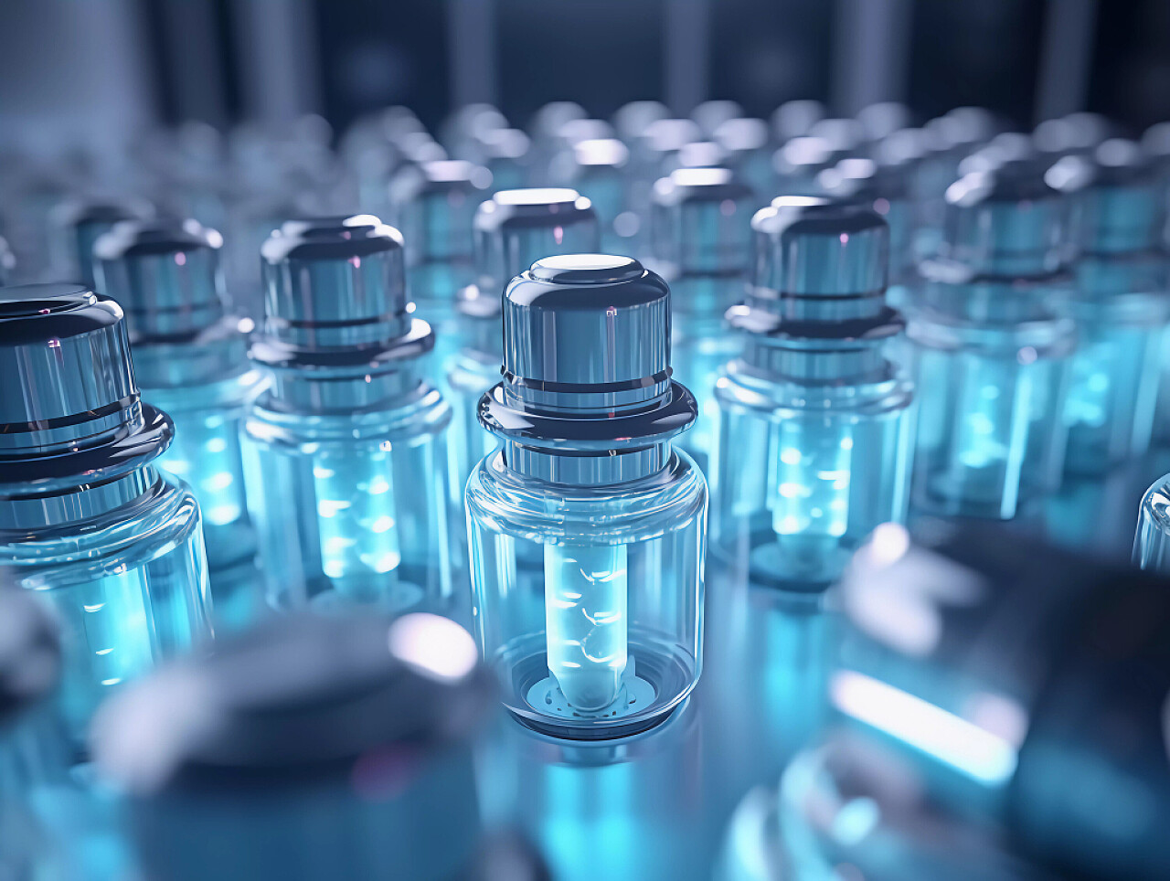 医疗科技蓝色光效实验药品生产线场景