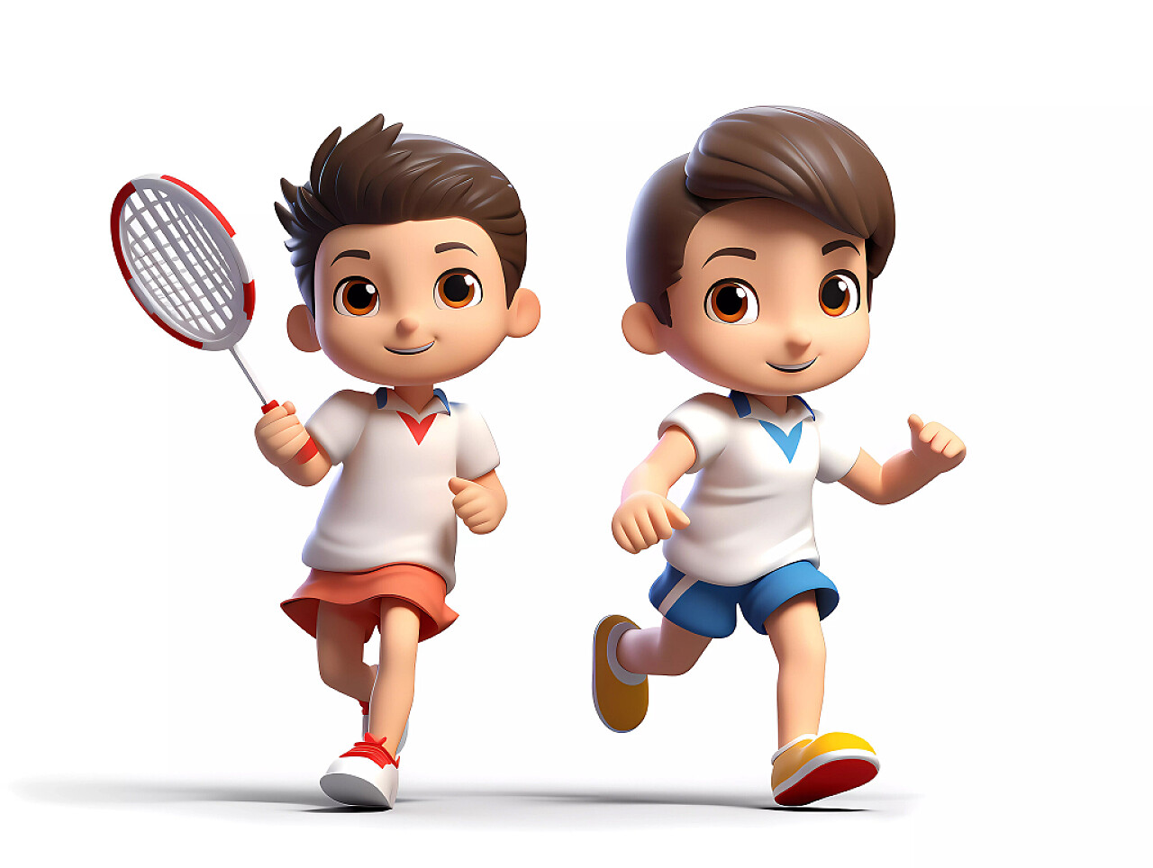 体育教育羽毛球暑期班招生白底卡通人物少儿打羽毛球元素
