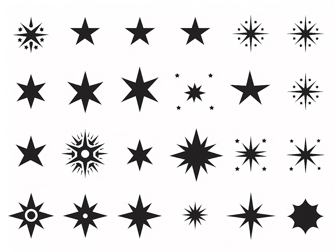 各种星星图案大全手绘星星元素