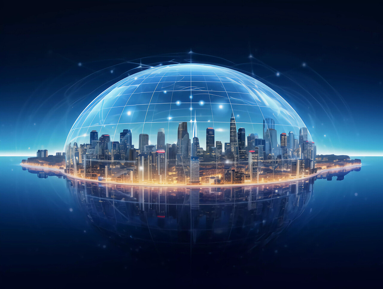 科技AI科技城市半个地球网络科技背景