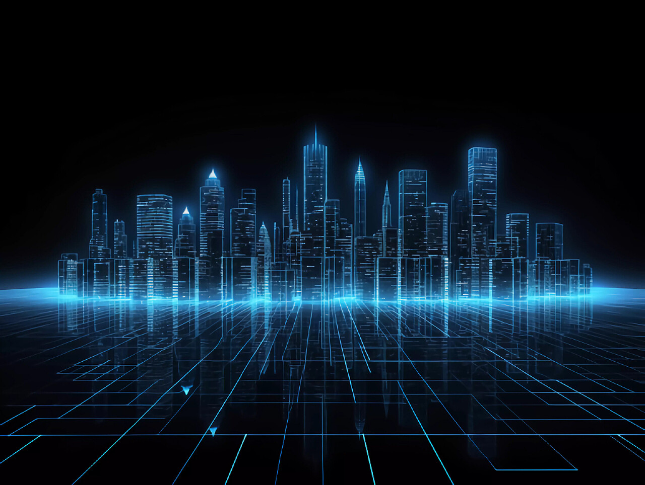 科技AI科技城市粒子城市背景