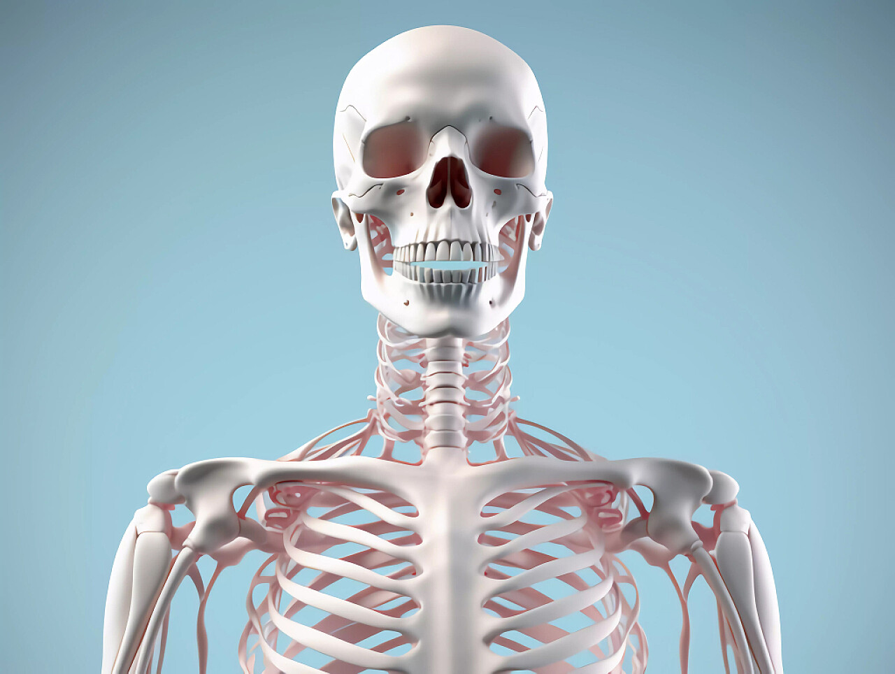 医疗科技解剖学3D扫描骨骼前视图