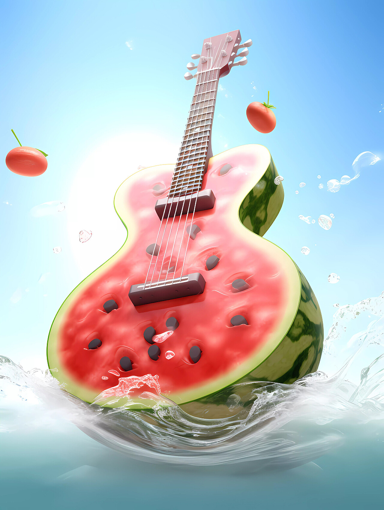 夏日创意水果解暑西瓜吉他造型