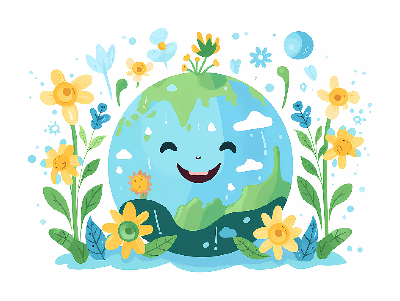 世界地球日珍爱美丽地球守护自然环境插画