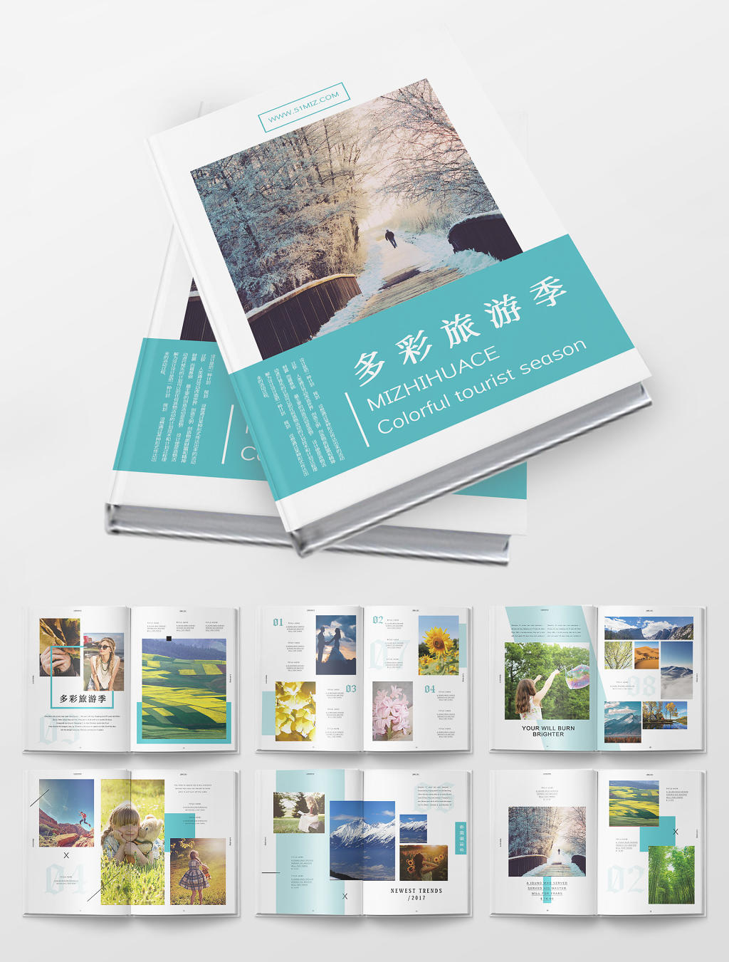 绿色清新简约时尚旅游纪念摄影集画册排版设计