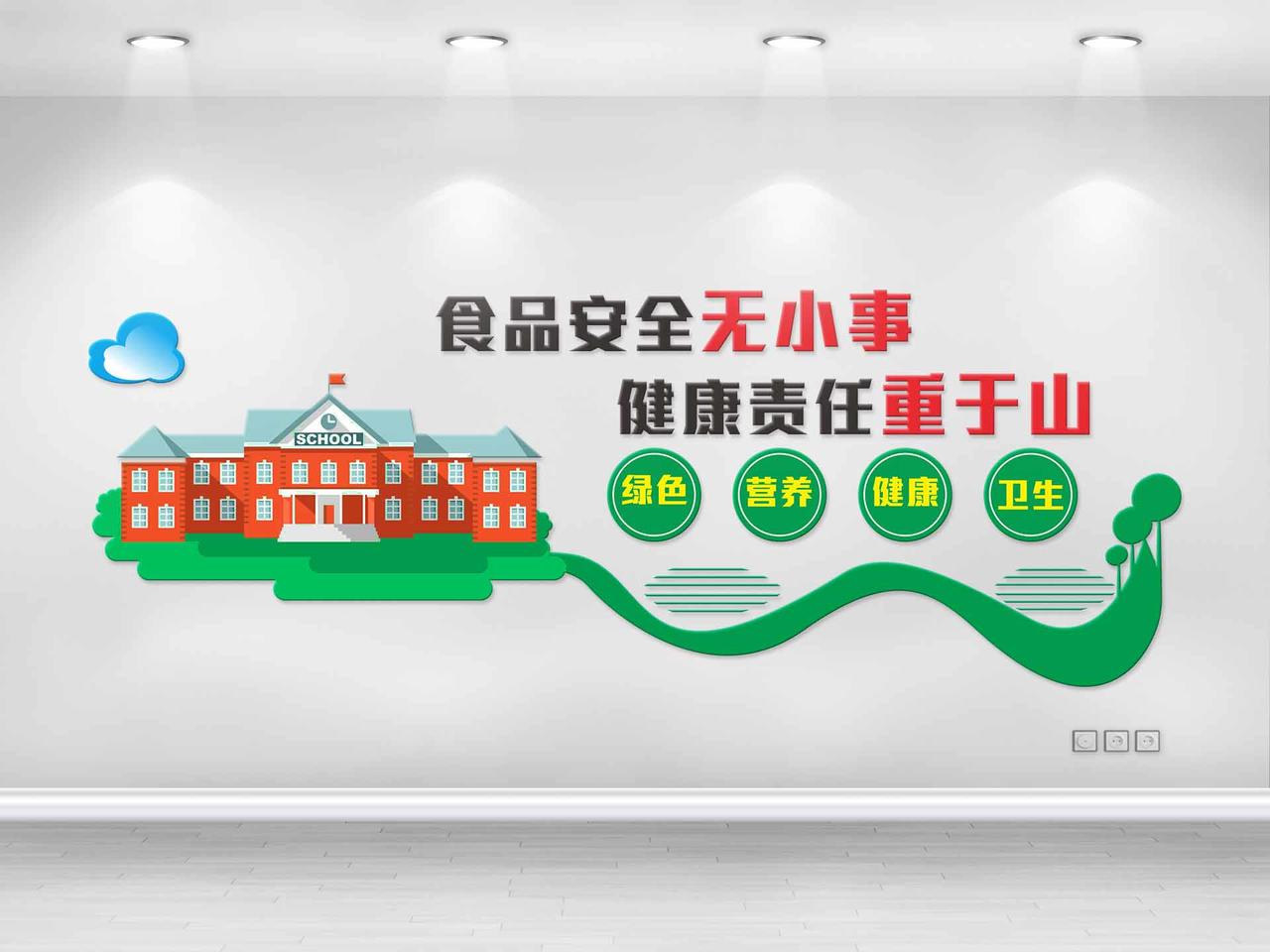 绿色几何简约风食品安全无小事健康责任重于山文化墙海报图片素材免费下载