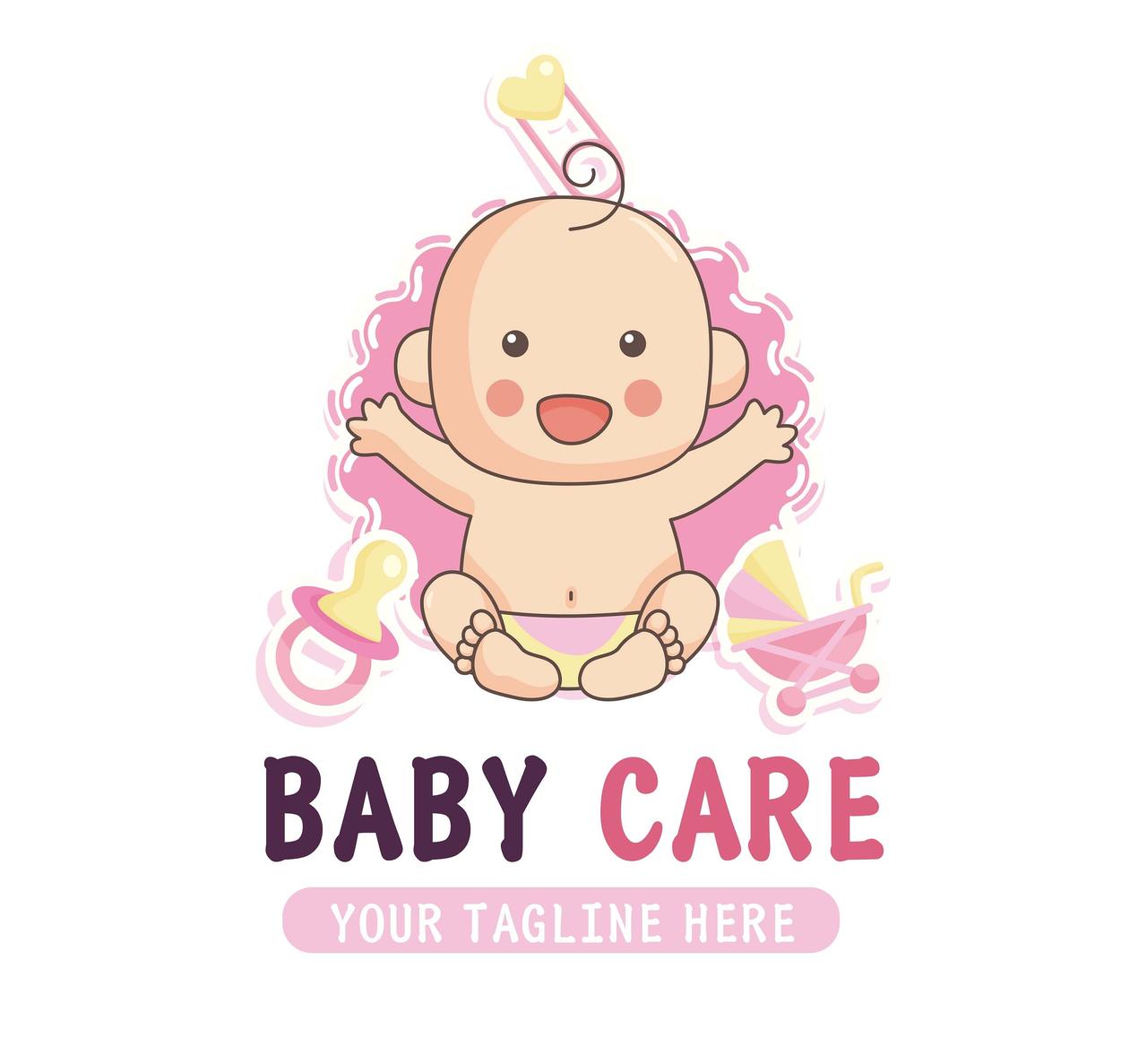 粉色卡通简约风格可爱婴儿宝贝logo