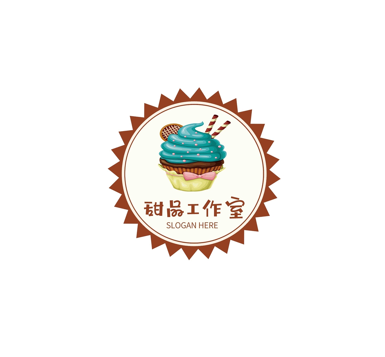 甜品工作室简约大气圆形标签LOGO甜品logo