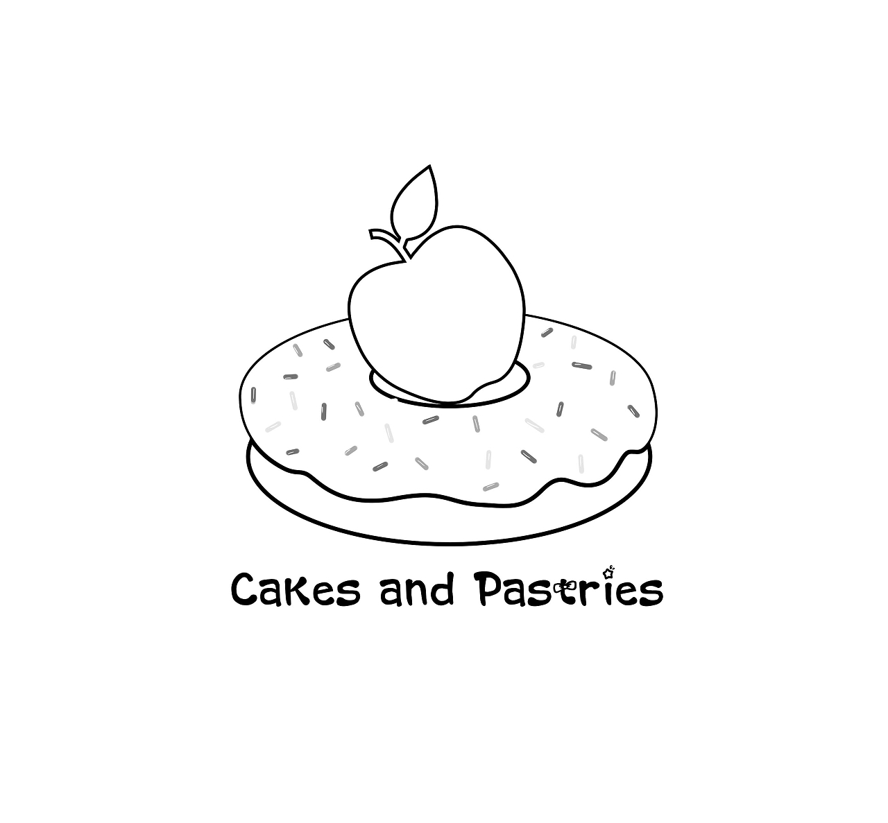 素描勾画处面包圈魅力用苹果点缀突出甜点甜品logo