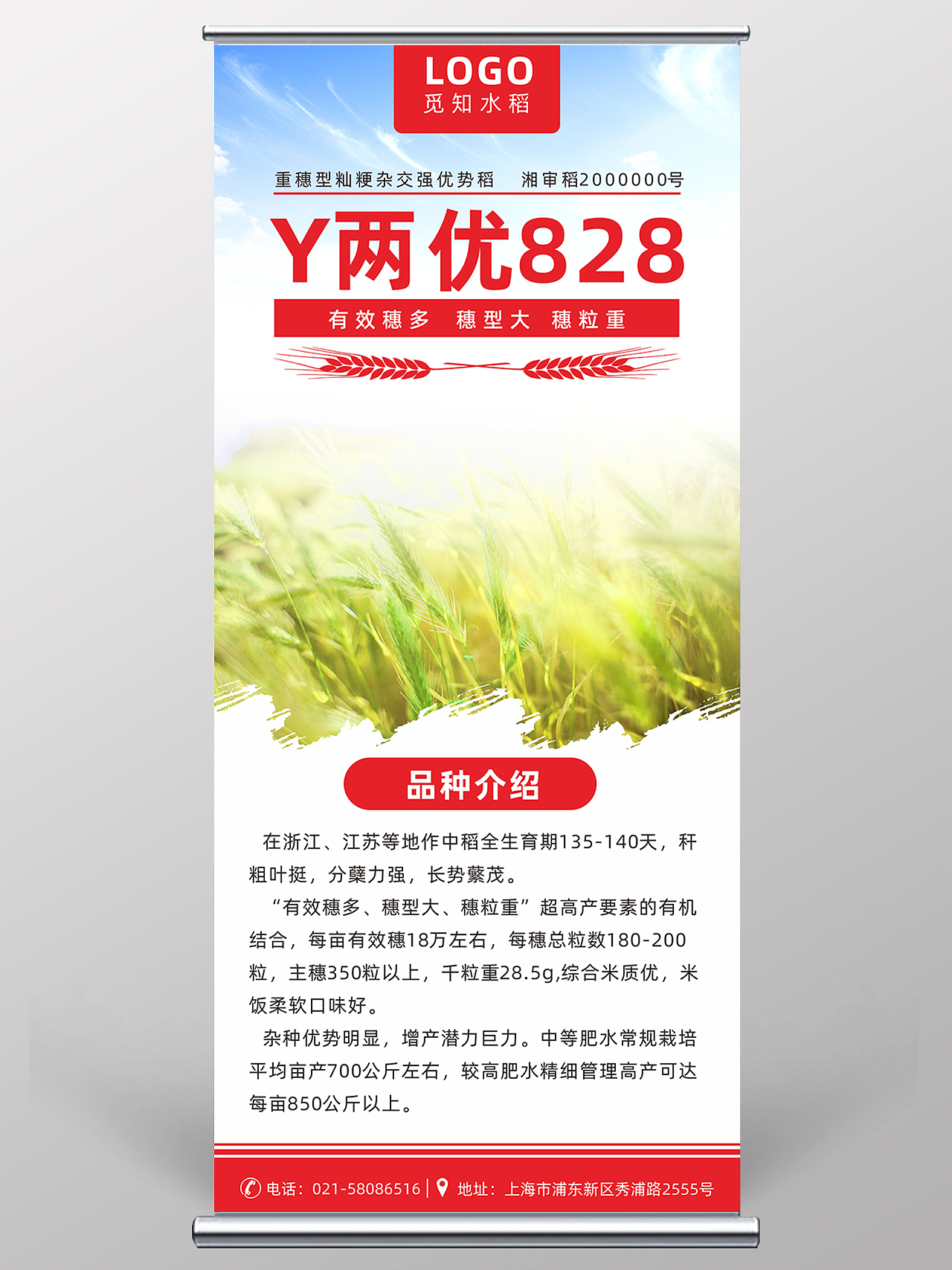 红色水稻粮食优质品种农产品宣传农业展架