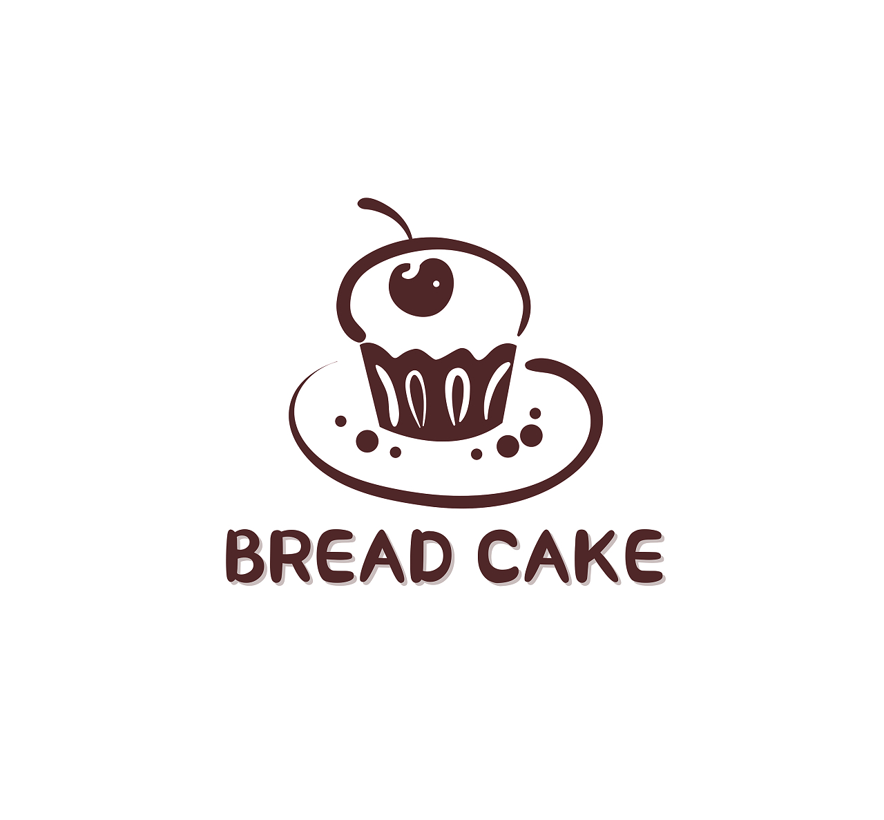 棕色手绘BREAD CAKE烘焙面包logo蛋糕logo