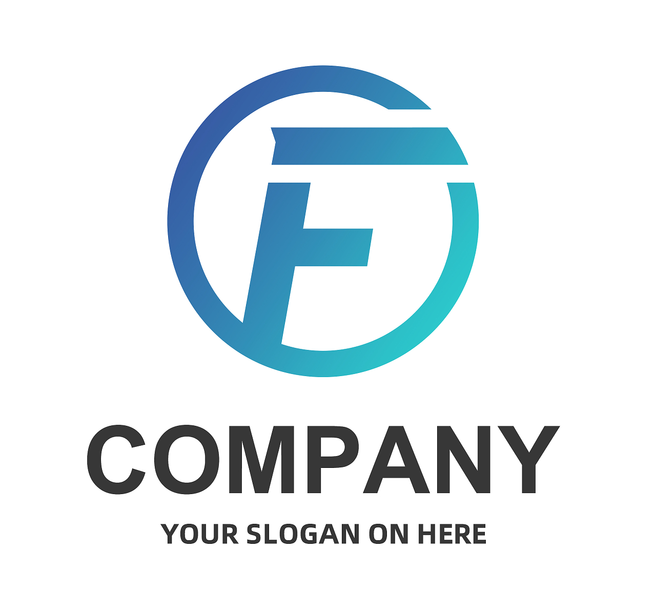 蓝色渐变简约字母Flogo企业标志标识英文字母logo设计