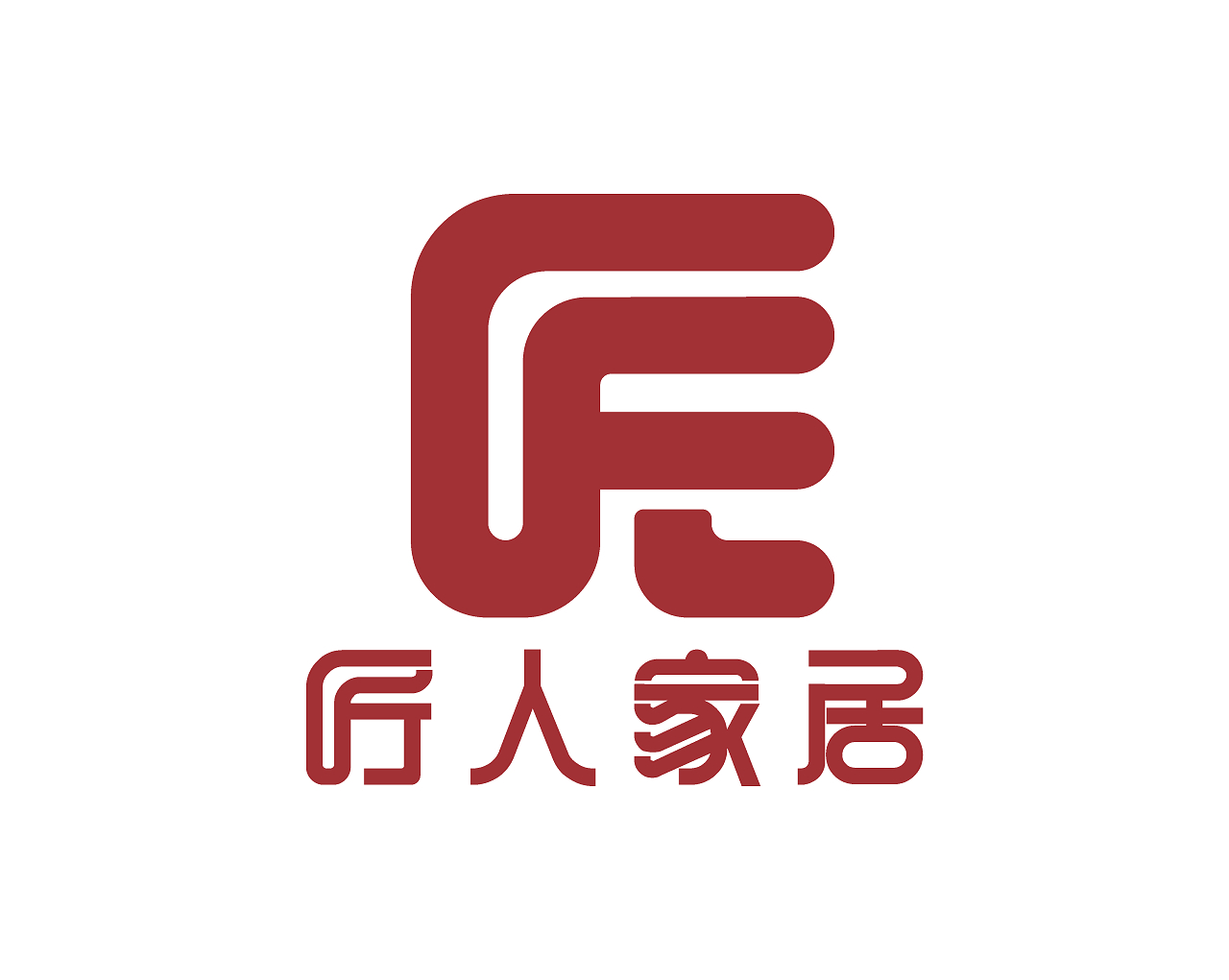红色匠人国风家居字体logo设计家居logo